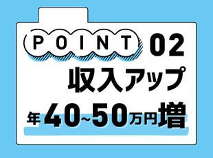 昨年の昇給実績は1回あたり2万円、年2回の昇給で40～50万円年収がアップ！