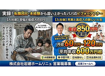 営業★40・50代活躍中★月給30万～★平均年収600万円★成約率80%以上★即日内定可★全員面接★未経験歓迎